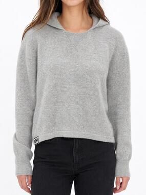 PAKA Womens Royal Alpaca Blend Hooded Sweater Light Grey Size L Boho Indie Cozy